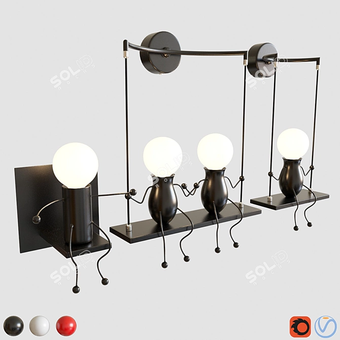 Sleek Veendam Lighting Fixture 3D model image 6