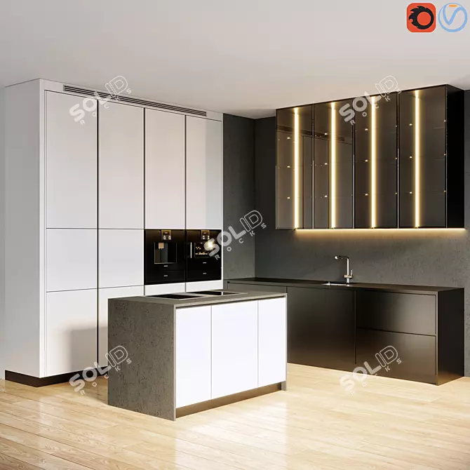 Gaggenau Kitchen: Stylish, Functional and Compact 3D model image 1