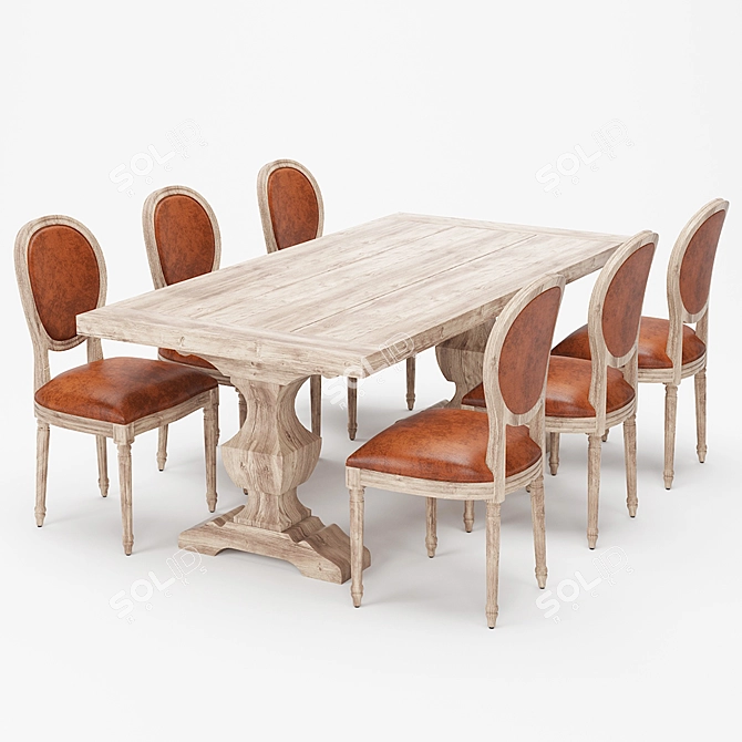 Elegant Dining Table Set 3D model image 1