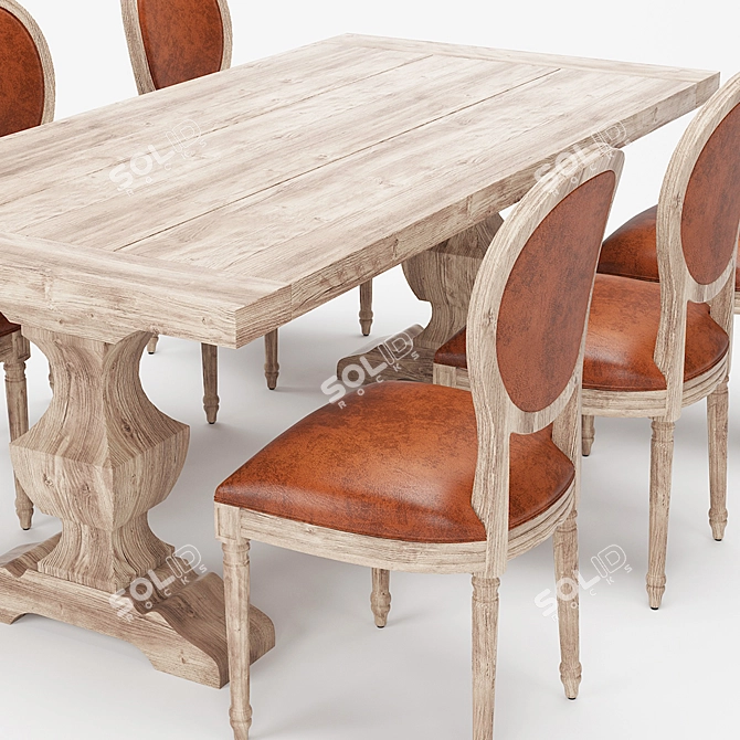 Elegant Dining Table Set 3D model image 2