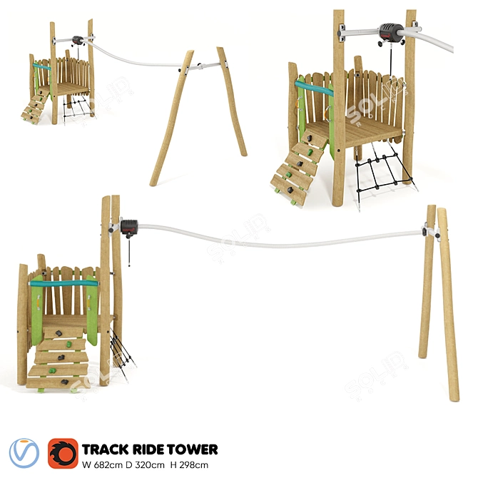 Kompan Track Ride Tower: Exciting Playset for Kids 3D model image 1