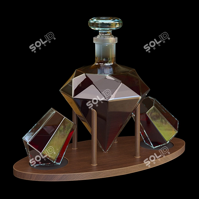 Diamond Decanter Set: Elegant Whiskey Accessories 3D model image 1