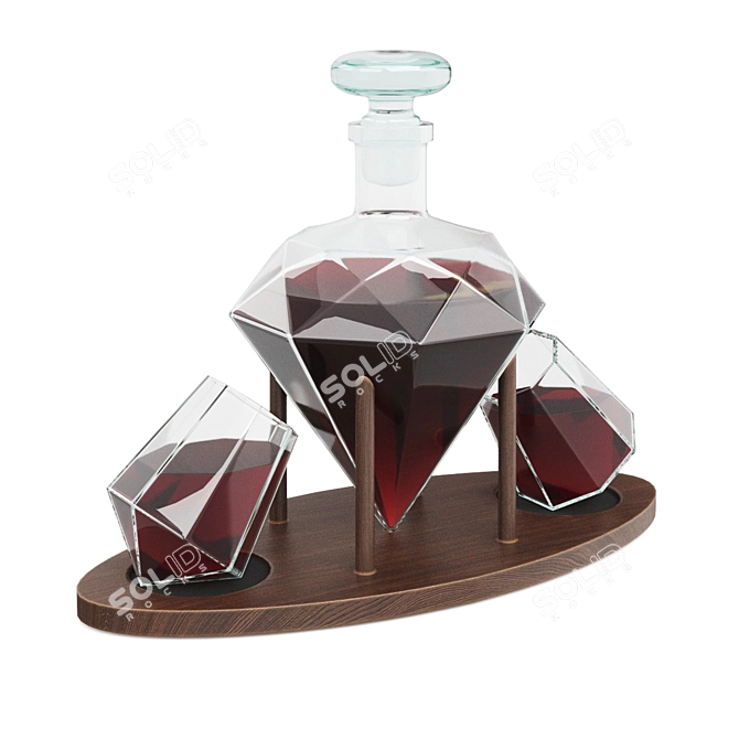 Diamond Decanter Set: Elegant Whiskey Accessories 3D model image 2