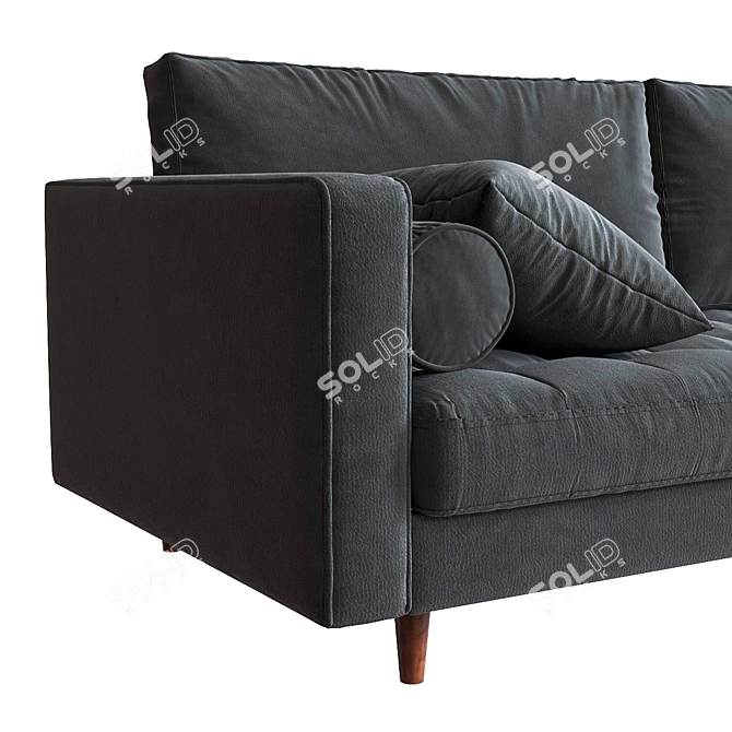 Sleek 3-Seater Straight Sofa 3D model image 2