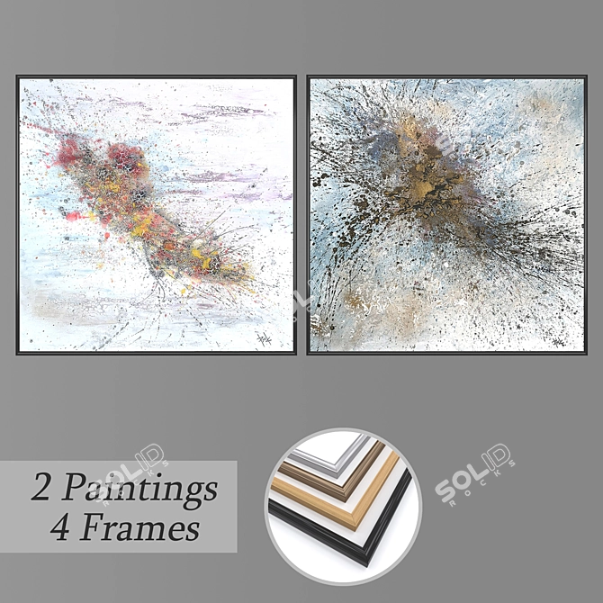2-Piece Wall Art Set with 4 Frame Options 3D model image 1