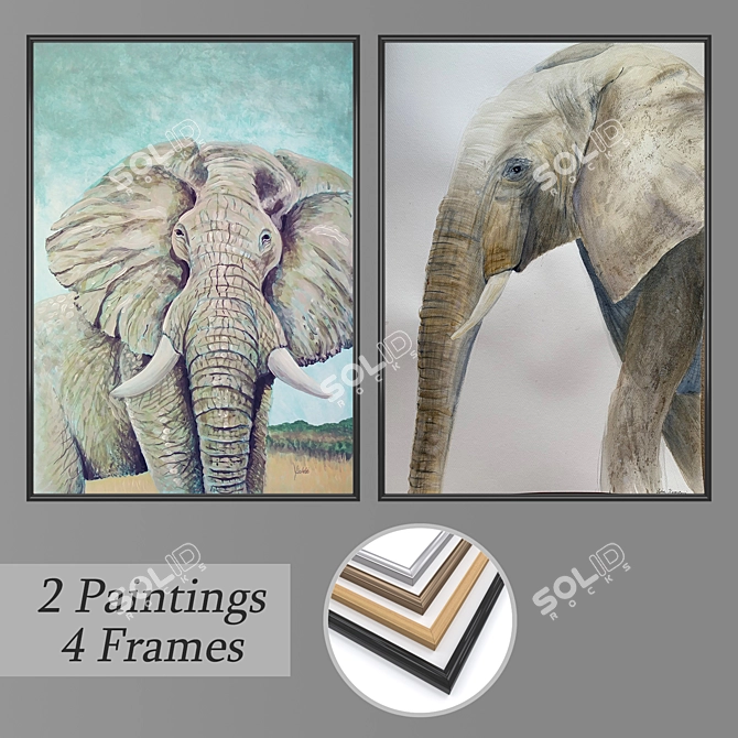 Elegant Wall Art Set with Varied Frames 3D model image 1