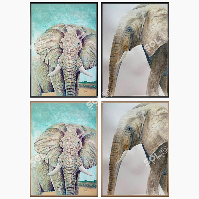 Elegant Wall Art Set with Varied Frames 3D model image 2