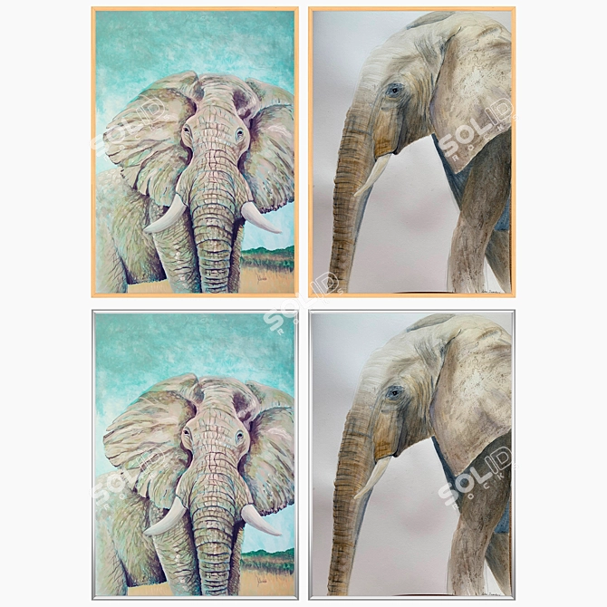 Elegant Wall Art Set with Varied Frames 3D model image 3