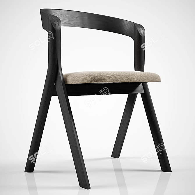 Refined Wood Armchair with Contemporary Design 3D model image 1