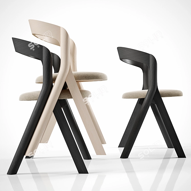 Refined Wood Armchair with Contemporary Design 3D model image 2