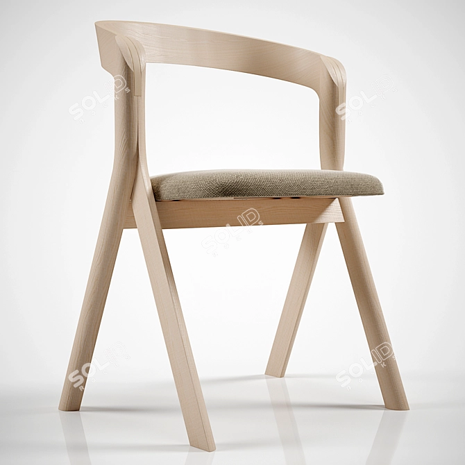 Refined Wood Armchair with Contemporary Design 3D model image 4