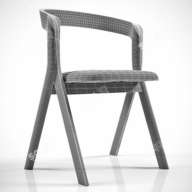 Refined Wood Armchair with Contemporary Design 3D model image 5