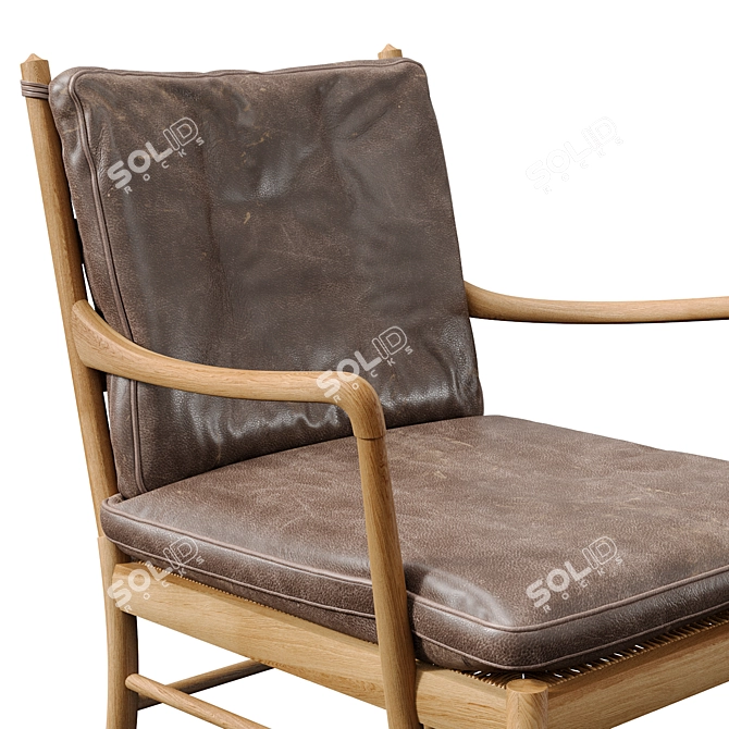 Vintage Danish Colonial Armchairs by Ole Wanscher 3D model image 5
