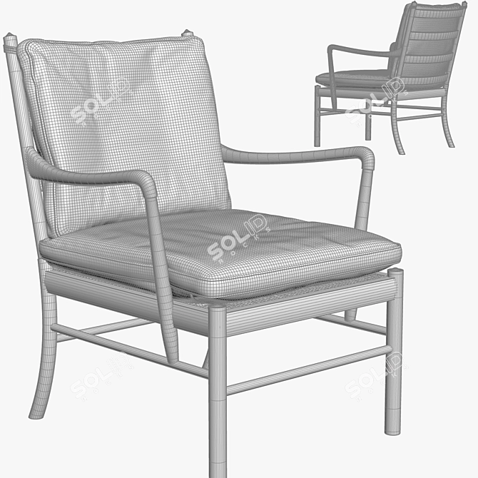 Vintage Danish Colonial Armchairs by Ole Wanscher 3D model image 1