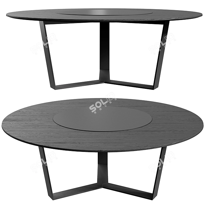 Modern Pero Round Table - Metal and Wood Finish 3D model image 1