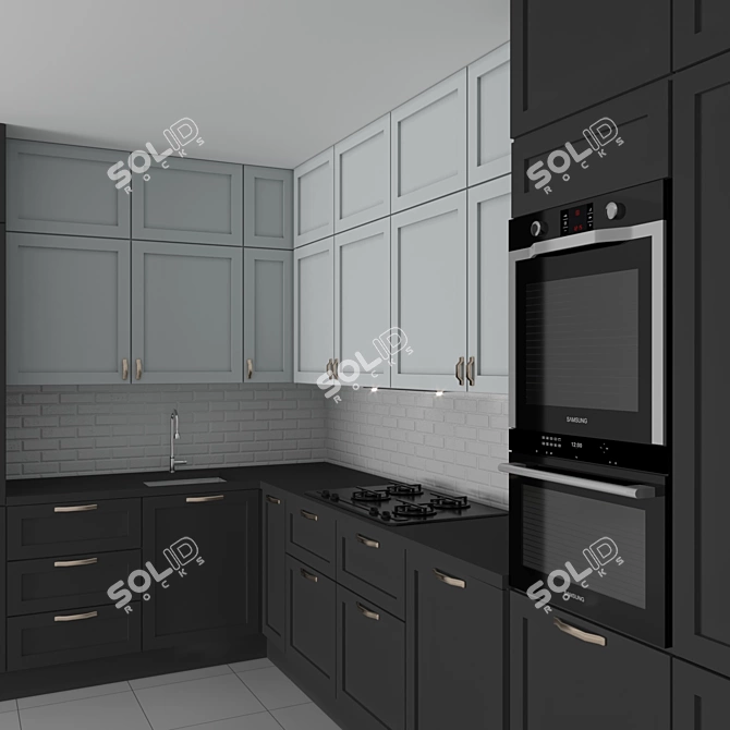 Title: Modern Kitchen Set: Stylish, Functional 3D model image 2