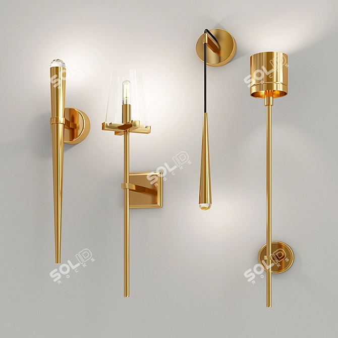 Elegant Metallic Wall Sconces 3D model image 1