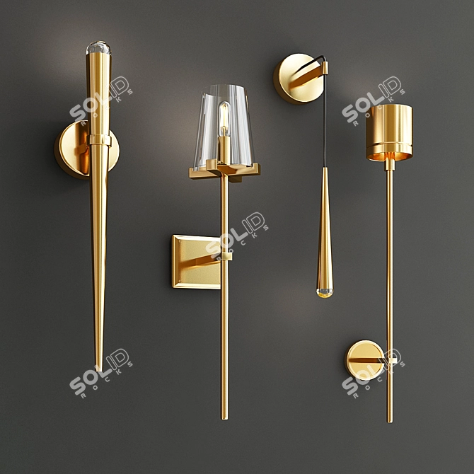 Elegant Metallic Wall Sconces 3D model image 2