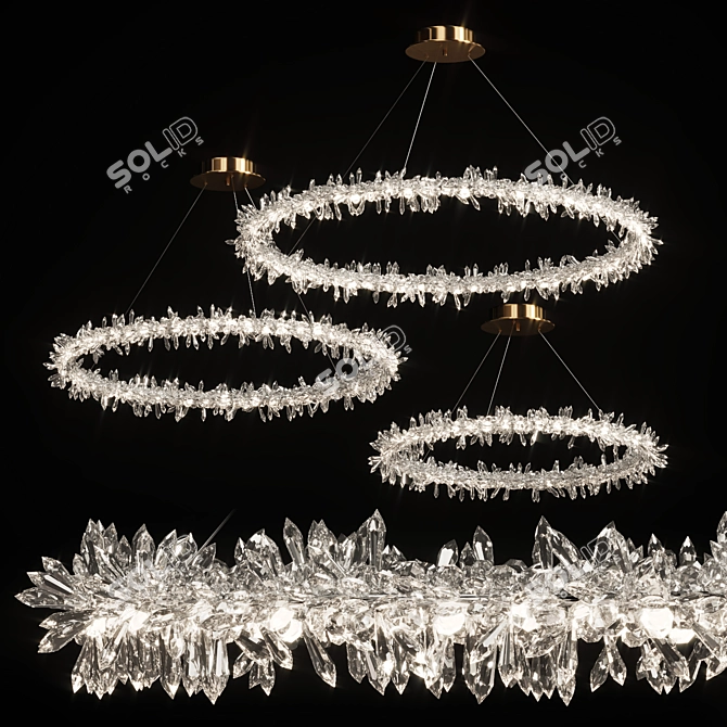 Glamorous Crystal Ring Chandelier 3D model image 3