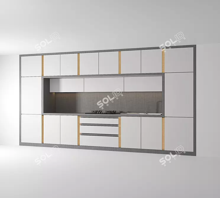 Modular Kitchen Design Kit 3D model image 1