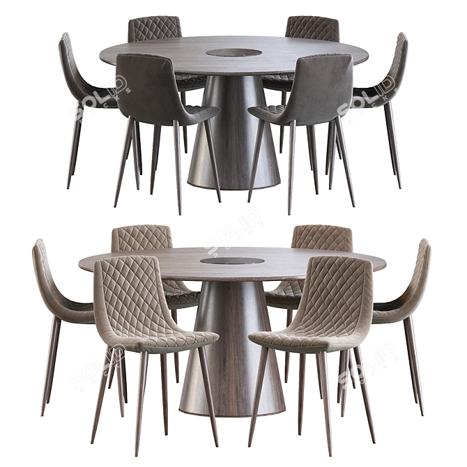 Lecco Chair & Bertoia Dining Table Set 3D model image 1