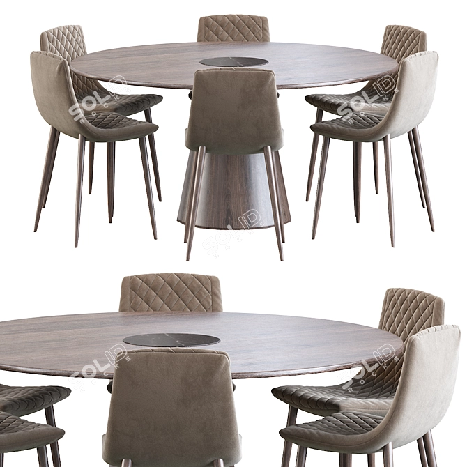 Lecco Chair & Bertoia Dining Table Set 3D model image 2