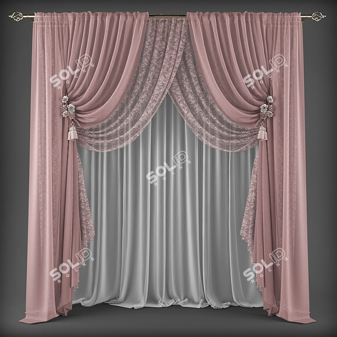 Sleek Polys Curtains 3D model image 1