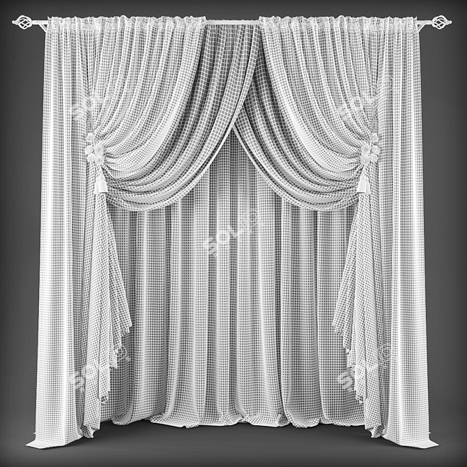 Sleek Polys Curtains 3D model image 2