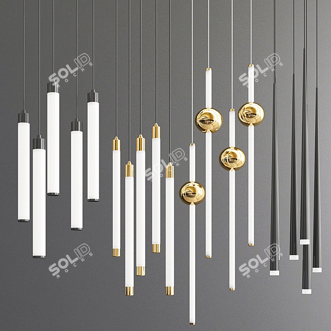 Sleek Hanging Lamp Quartet 3D model image 1