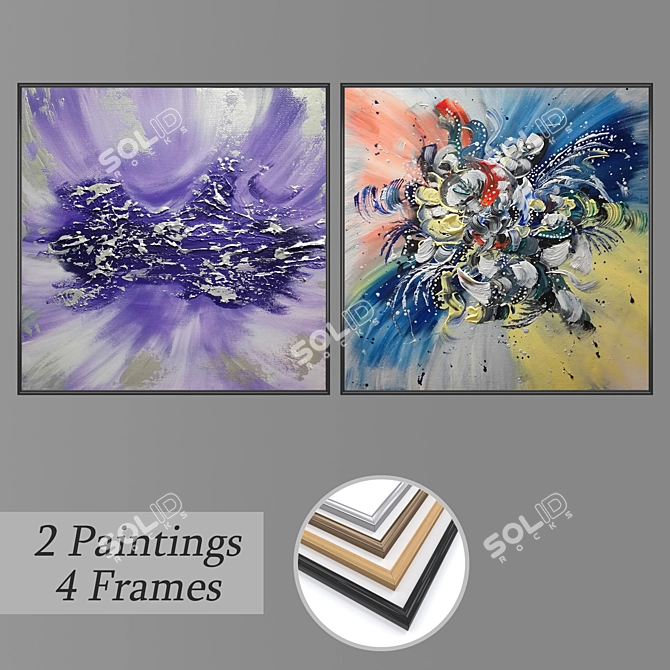 Modern Wall Art Set with Versatile Frames 3D model image 1