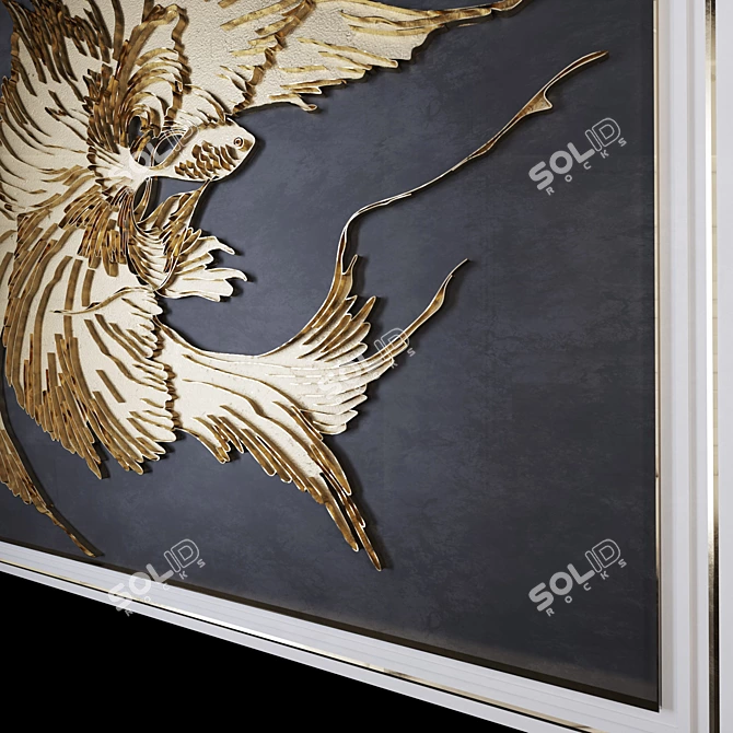 Title: Goldfish Stainless Steel Wall Panel 3D model image 2