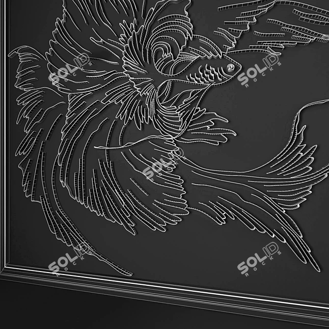Title: Goldfish Stainless Steel Wall Panel 3D model image 4