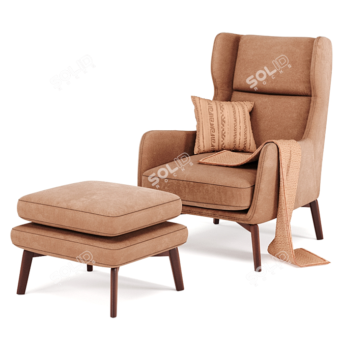 Ryder Velvet ArmChair: Adjustable Colors & Luxurious Comfort 3D model image 3