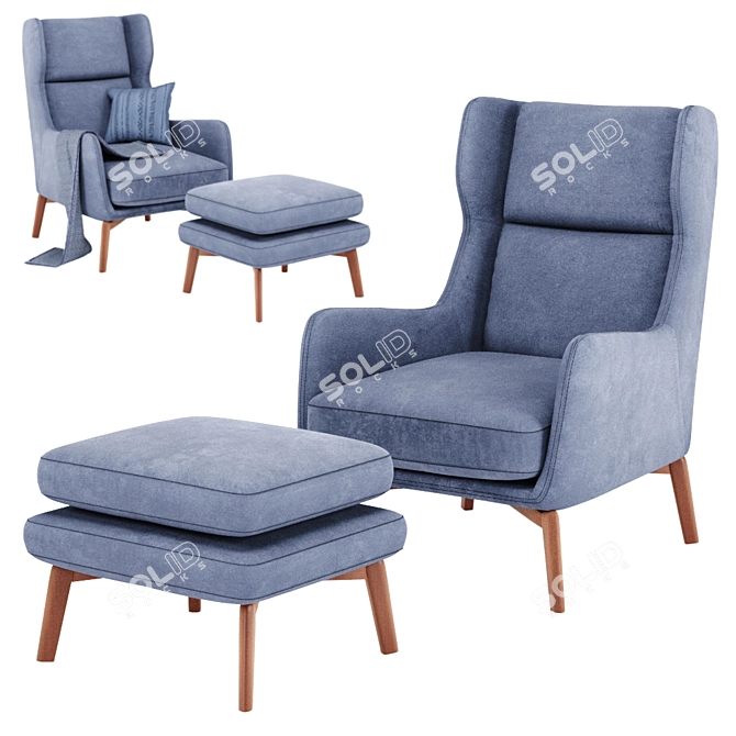 Ryder Velvet ArmChair: Adjustable Colors & Luxurious Comfort 3D model image 8