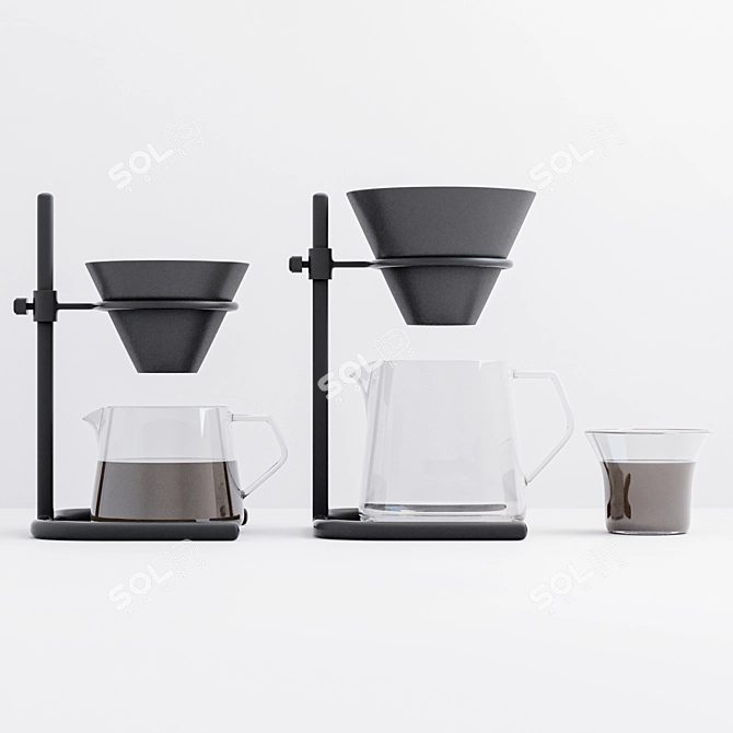 Modern Coffee Brewer Set & Glass 3D model image 2