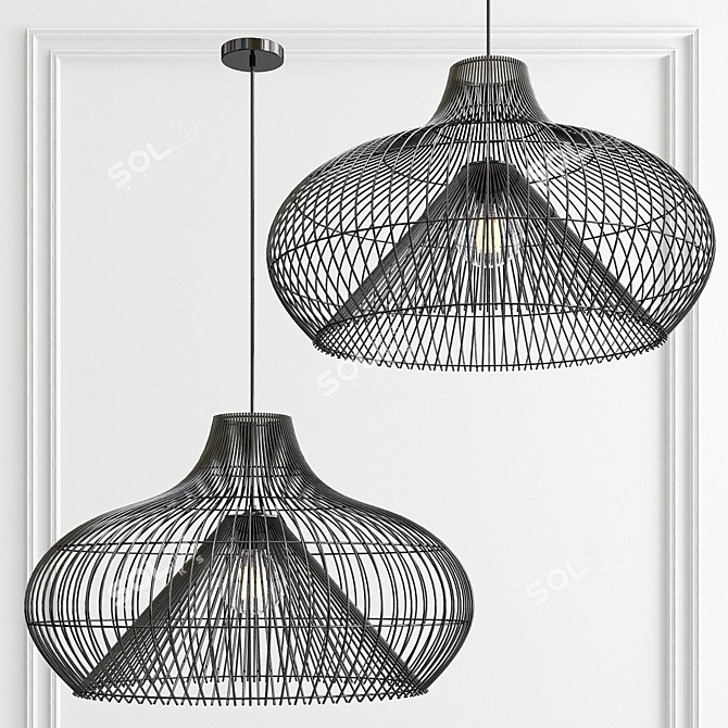 Exquisite Chandelier Collection: Papillon, Straw Hat, Abby, Dome Rattan 3D model image 2