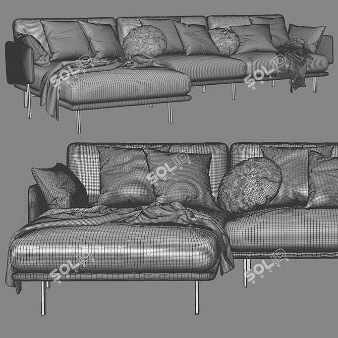 Modern Bonaldo Structure Chaise Longue Sofa 3D model image 4