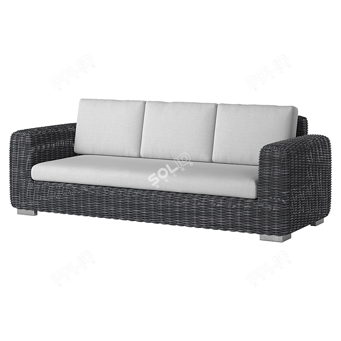 3-Seater Rattan Sofa Set 3D model image 1