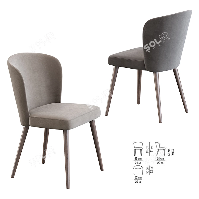 Elegant Aston Dining Chair by Minotti 3D model image 2