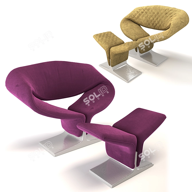  Ribbon: Innovative Upholstered Armchair by Pierre Paulin 3D model image 1