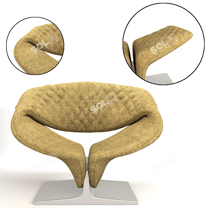  Ribbon: Innovative Upholstered Armchair by Pierre Paulin 3D model image 2