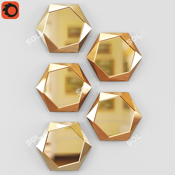 Elegant Reflective Calliope Mirror 3D model image 1