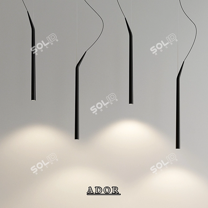 Modern Black LED Pendant Light 3D model image 2