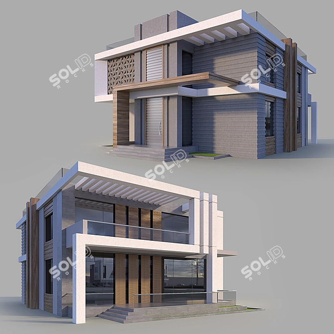 Contemporary Two-Story Villa 3D model image 1