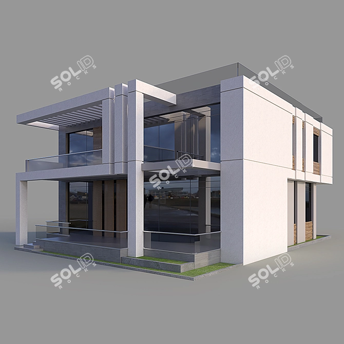 Contemporary Two-Story Villa 3D model image 2