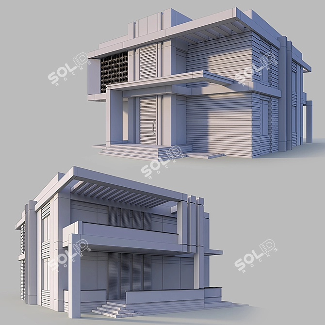 Contemporary Two-Story Villa 3D model image 3