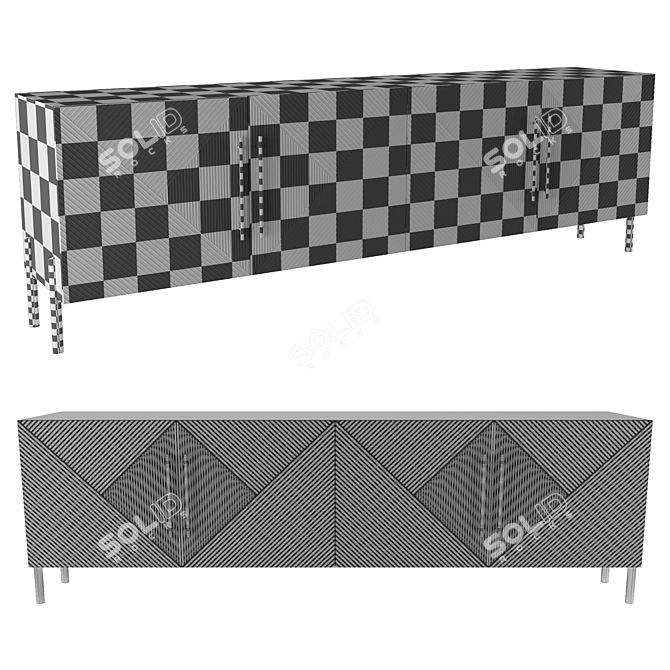 Modern Milan 4-Door Credenza 3D model image 2