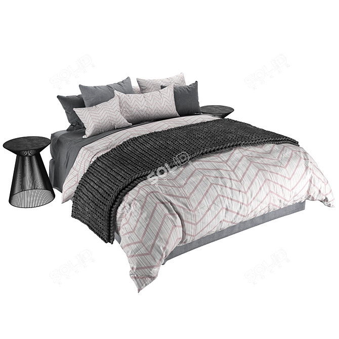 Queen Size Bed Frame 160cm 3D model image 4