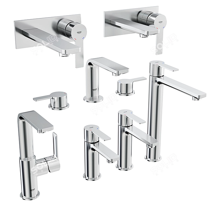 Sleek & Stylish Grohe Lineare Basin Mixers 3D model image 1