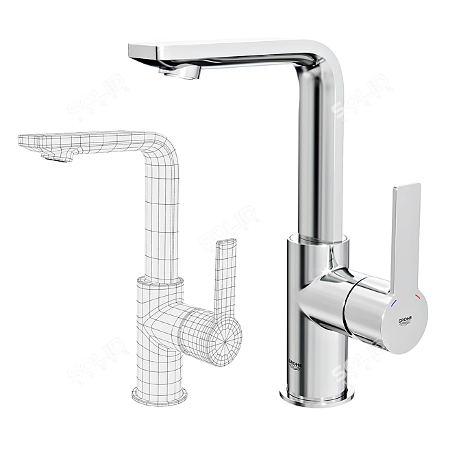 Sleek & Stylish Grohe Lineare Basin Mixers 3D model image 4